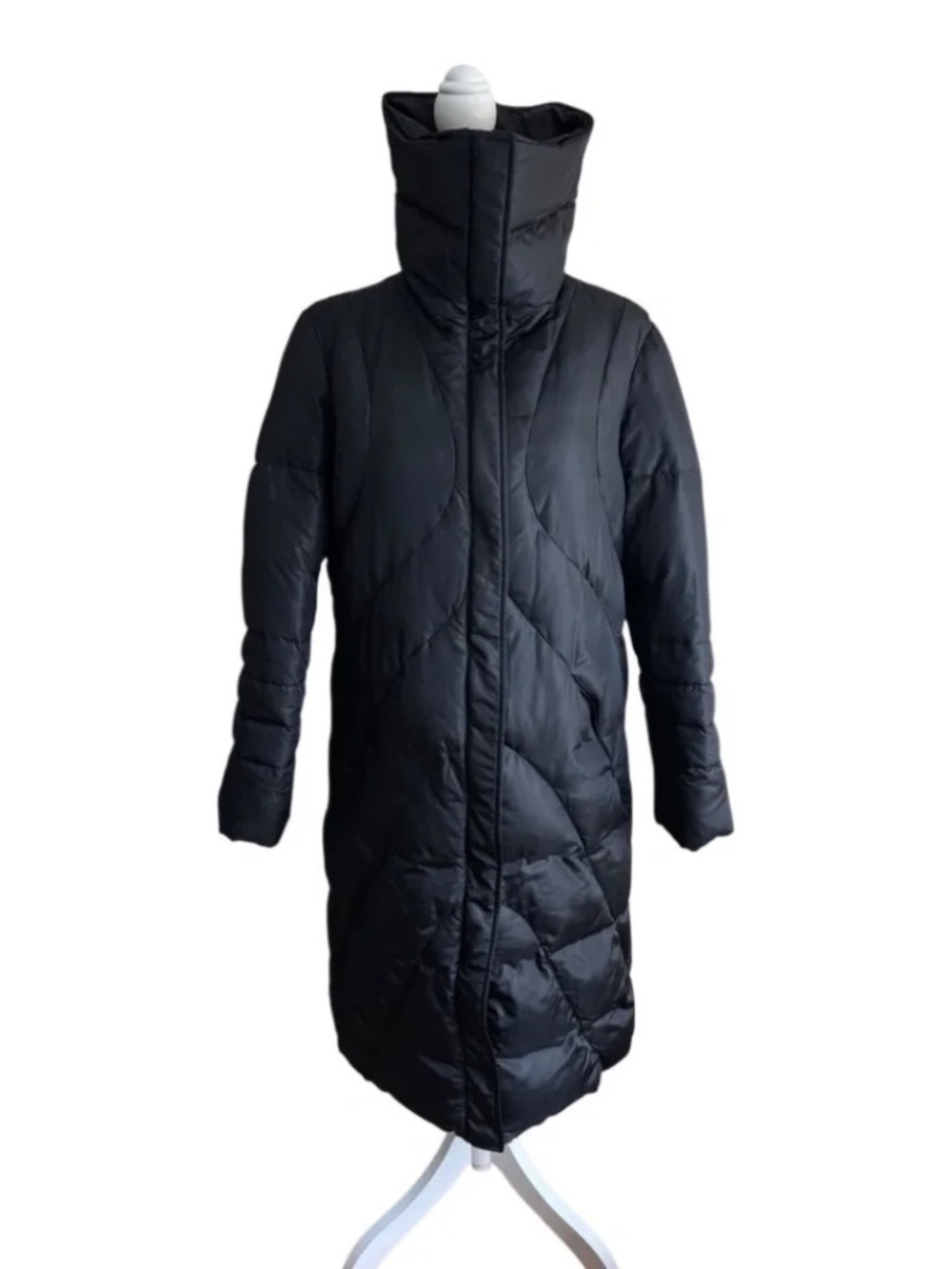 Hilary Radley Black Long Down Blend Puffer Coat Jacket Size 12 Winter